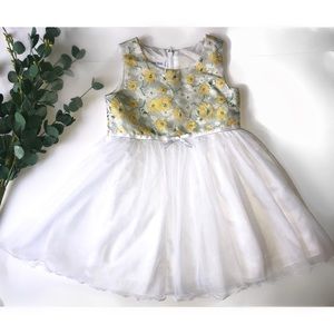 Yellow Floral Embroidered Dress and Coat Set